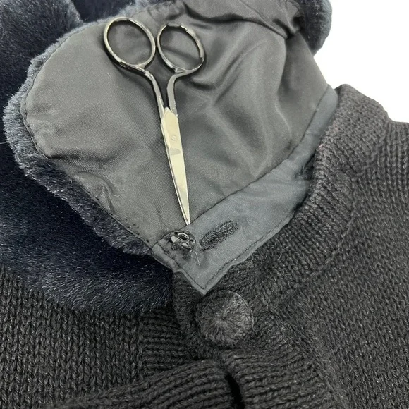 Victoria Jones Embellished Poinsettia Snow Flake Cardigan Removable Fur Collar M - Picture 12 of 14